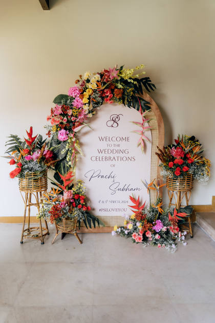 Signage and Floral detail — Arrival / Lobby decor — ITC Grand Goa